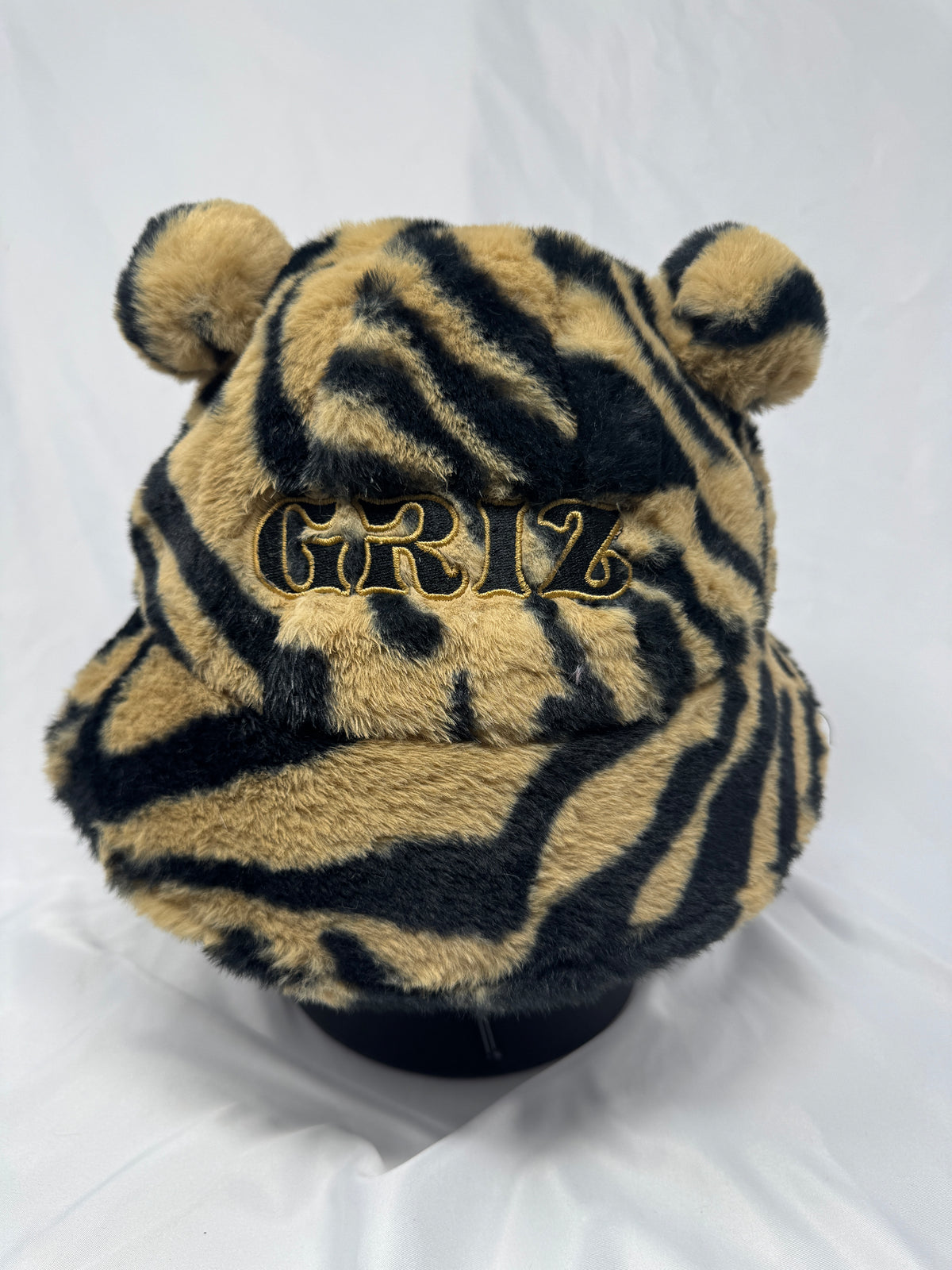 Golden Zebra Striped Bucket With Ears