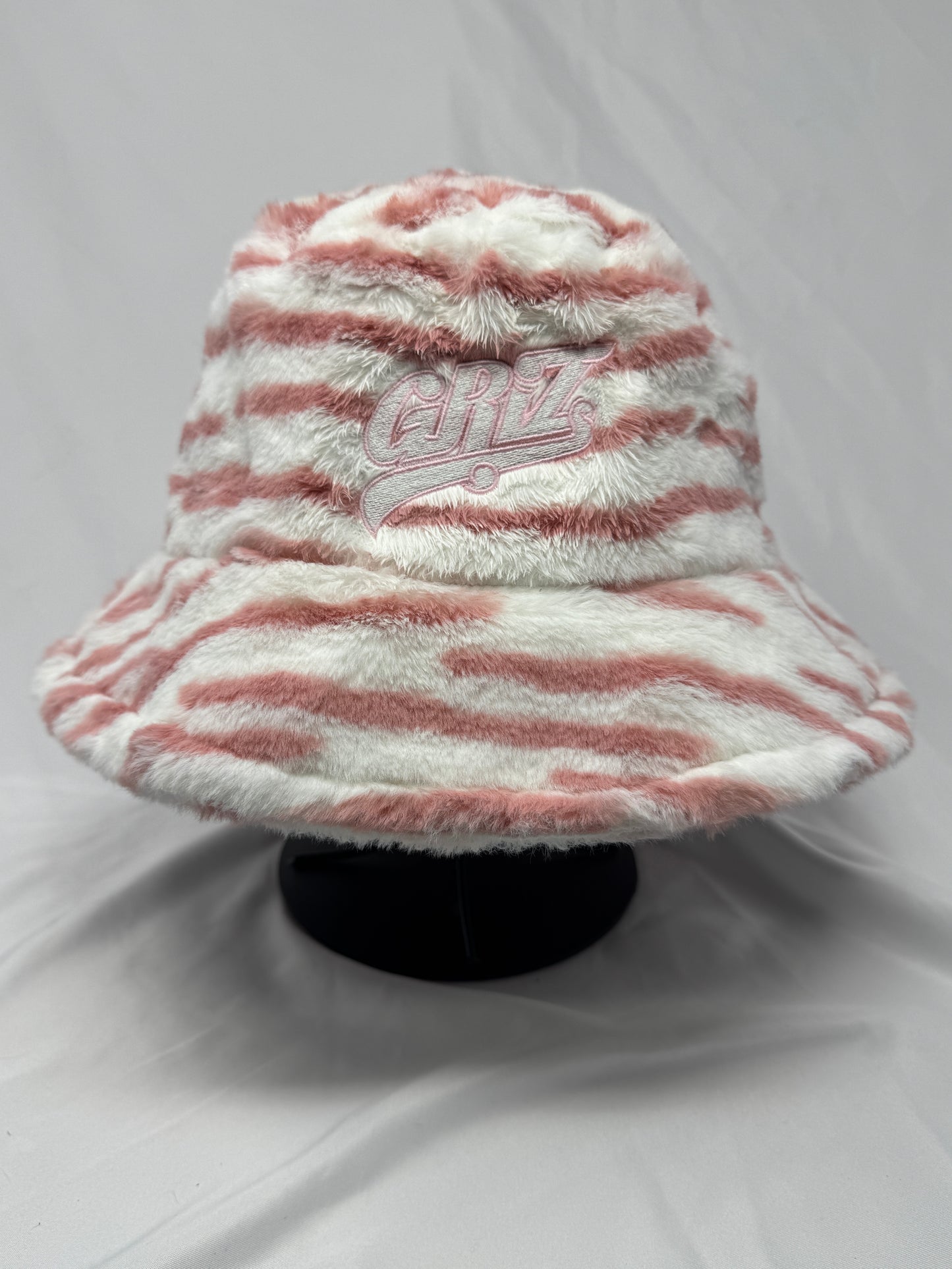 Pink and White Candy Cane Fluffy Bucket