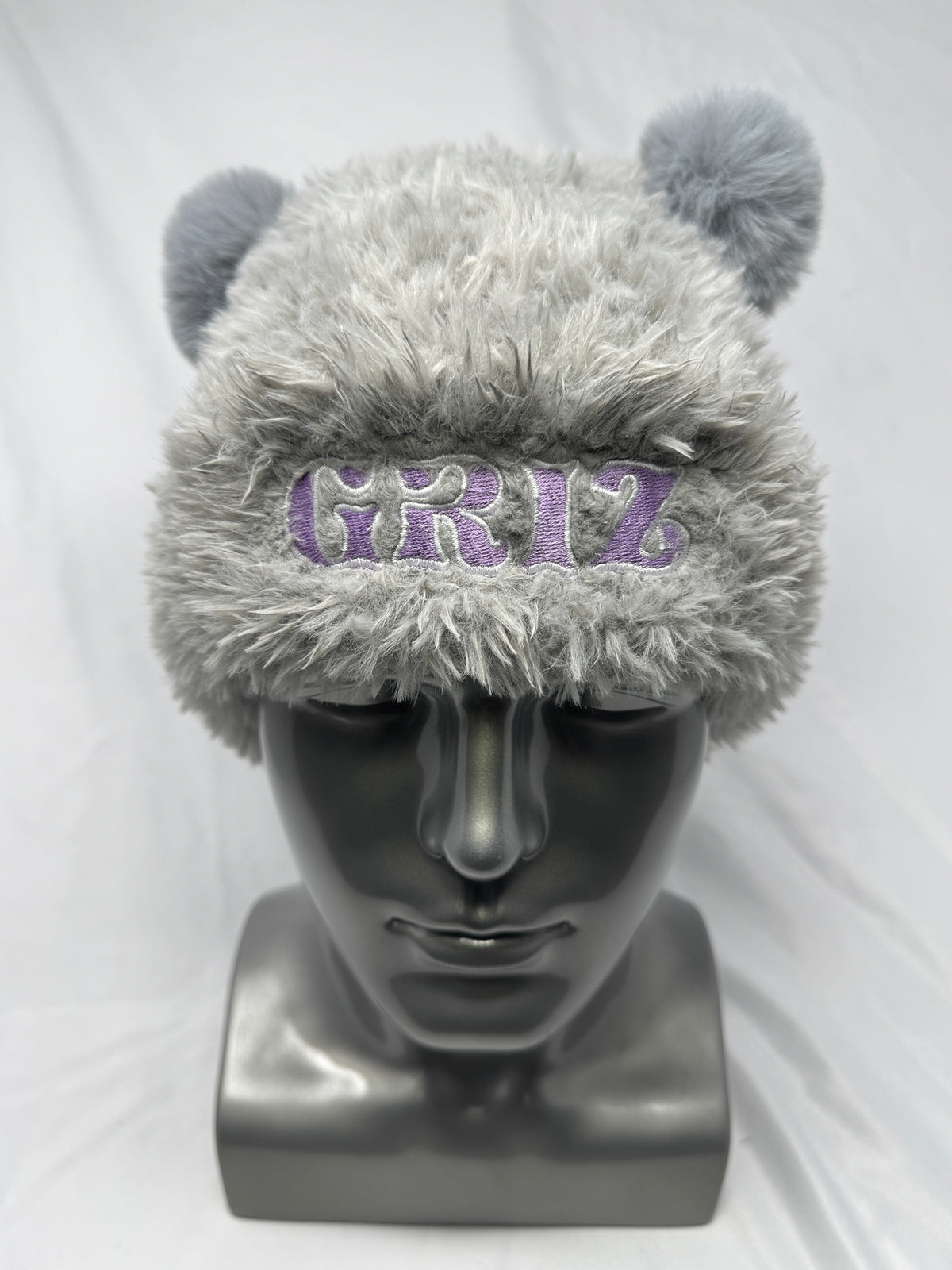 Grey Fluffy Bear Beanie