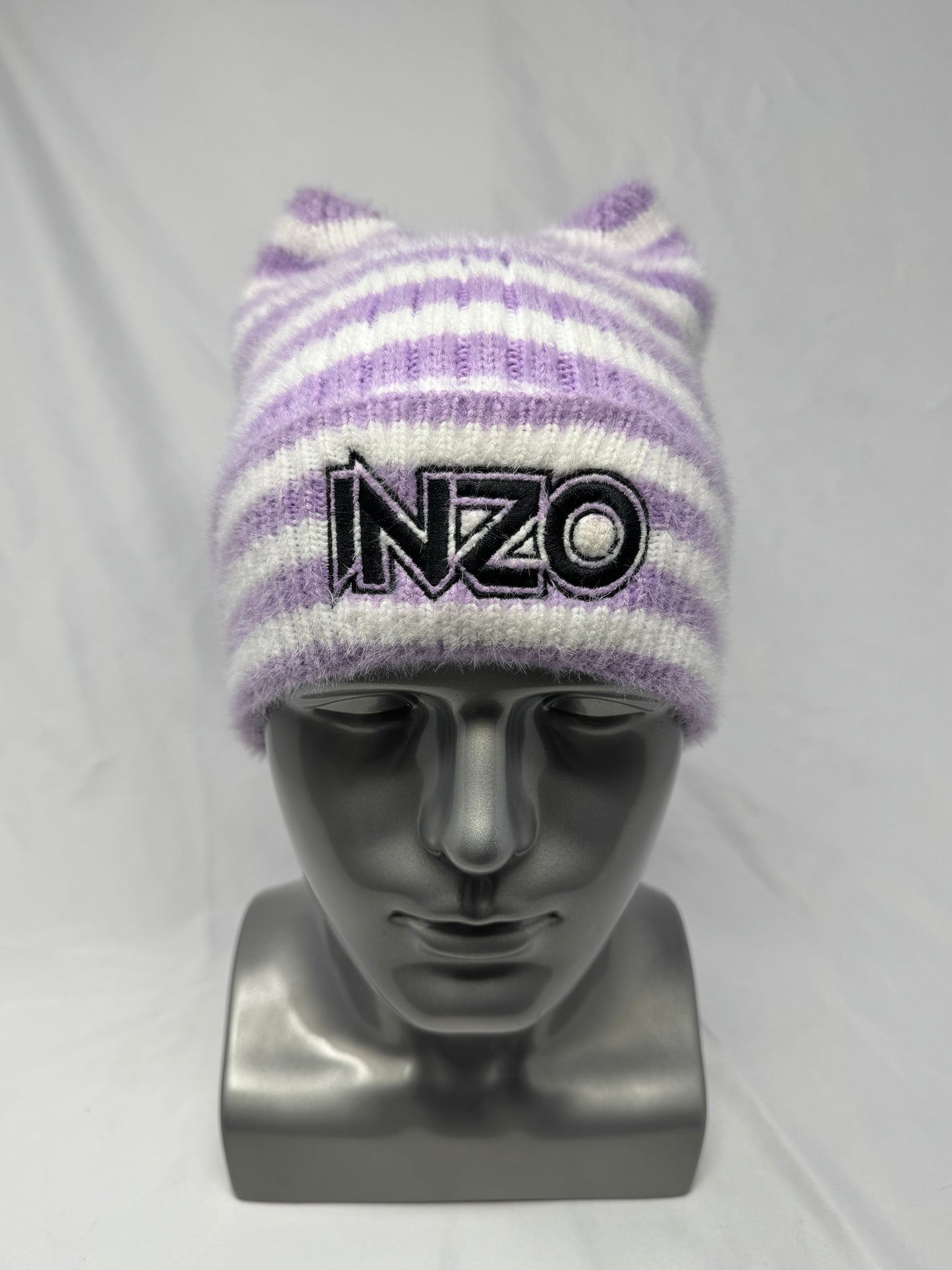 Lavender and White Cat Ear beanie