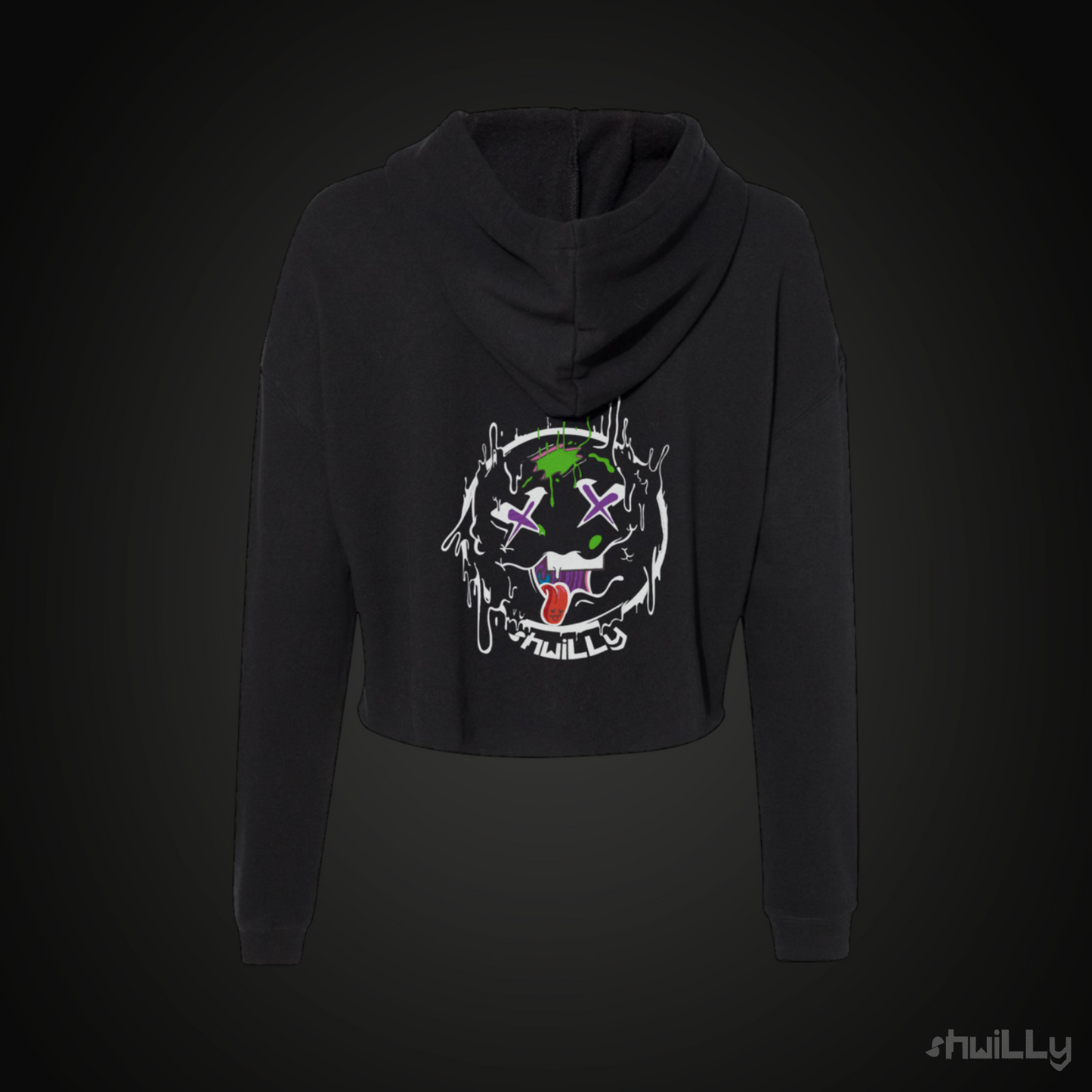 shwiLLy Smiley Crop Top Hoodie