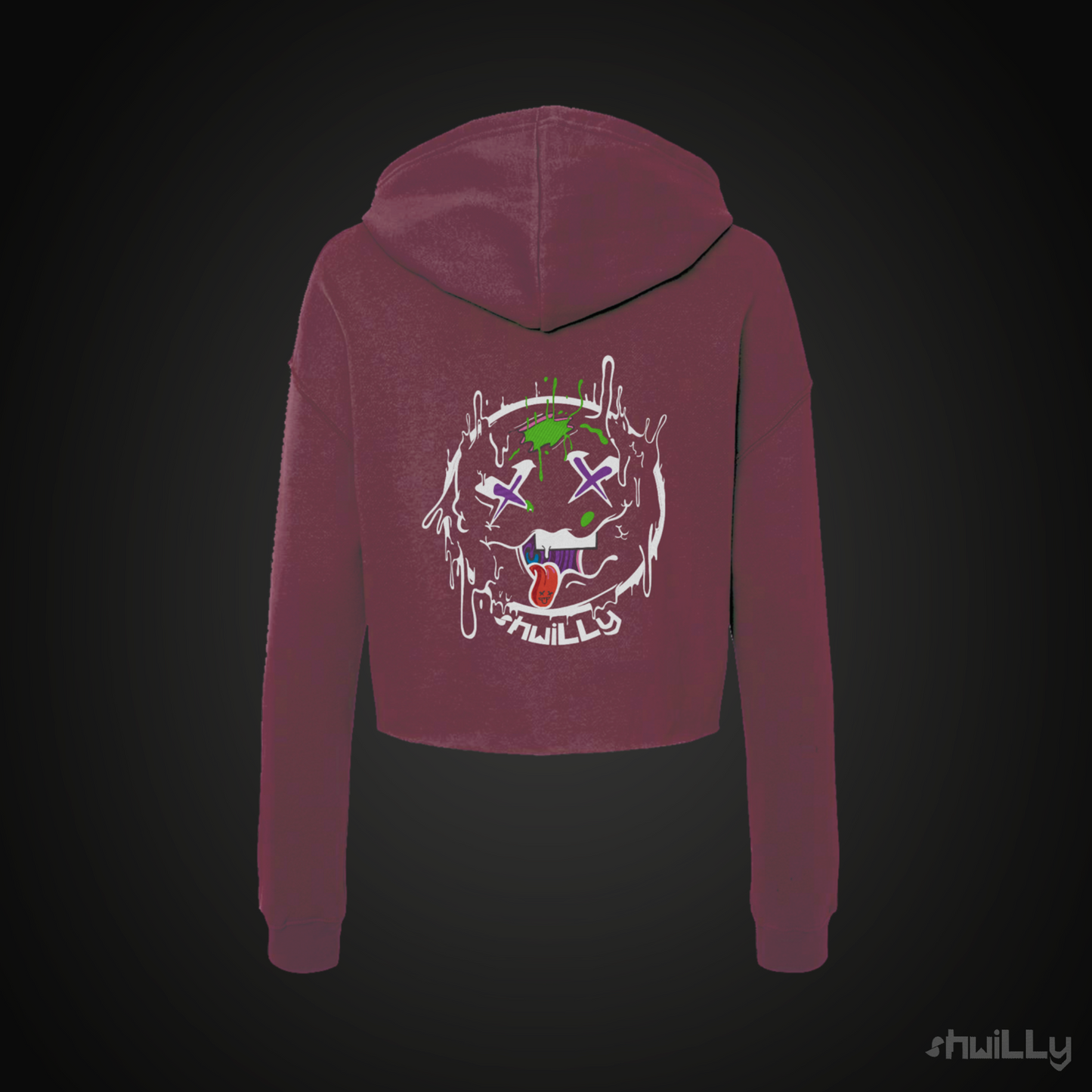 shwiLLy Smiley Crop Top Hoodie