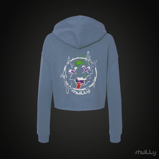 shwiLLy Smiley Crop Top Hoodie