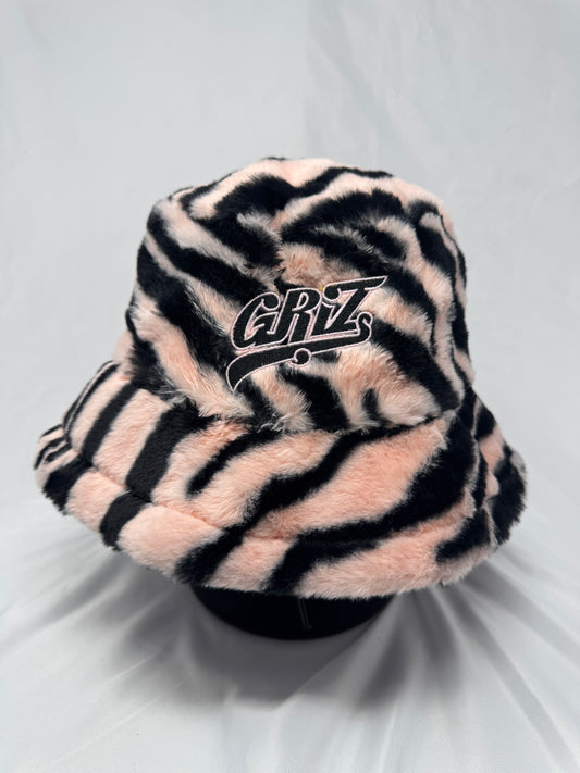 Black & Pink Zebra Stripe Fluffy Bucket