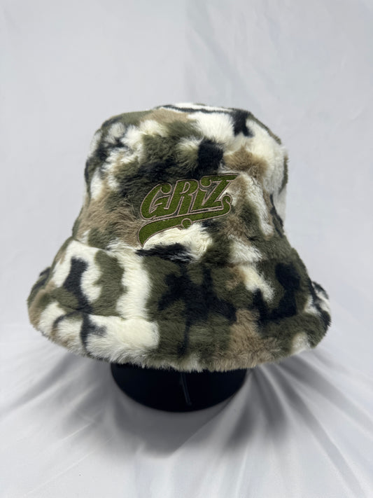 Green Camo Fluffy Bucket Hat