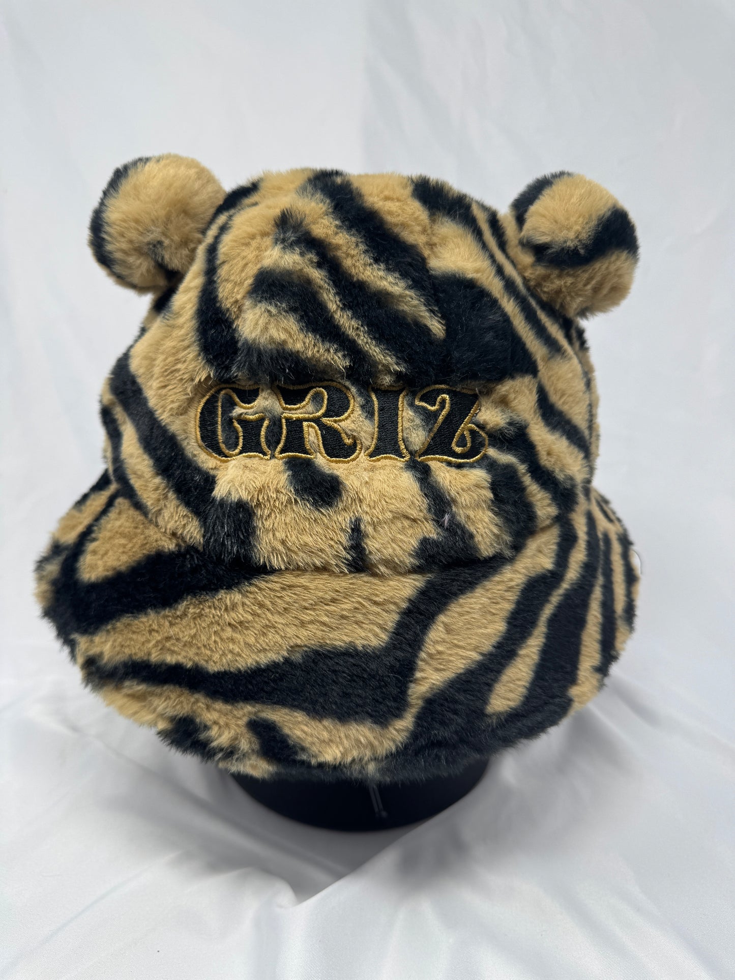 Golden Zebra Striped Bucket With Ears