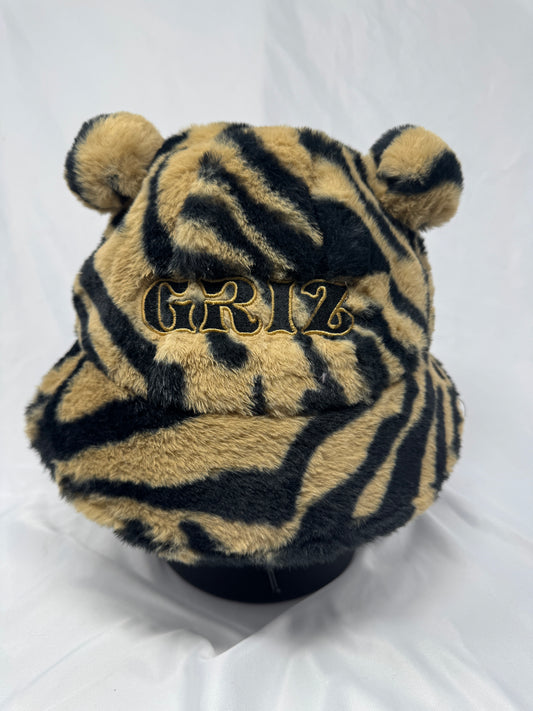Golden Zebra Striped Bucket With Ears