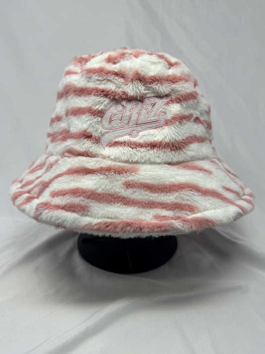 Pink and White Candy Cane Fluffy Bucket