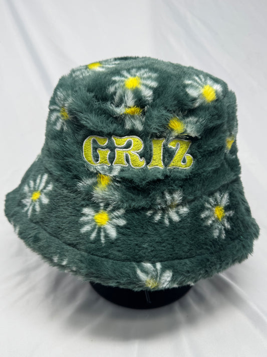 Forest Green Flowers Fluffy Bucket