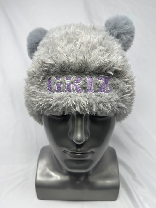 Grey Fluffy Bear Beanie
