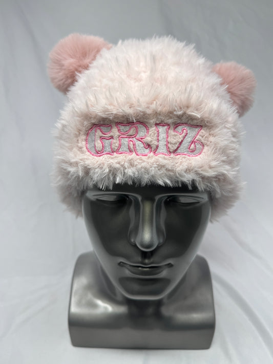 Pink Fluffy Bear Beanie