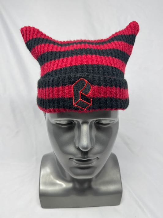 Red and Black Cat Ear Beanie