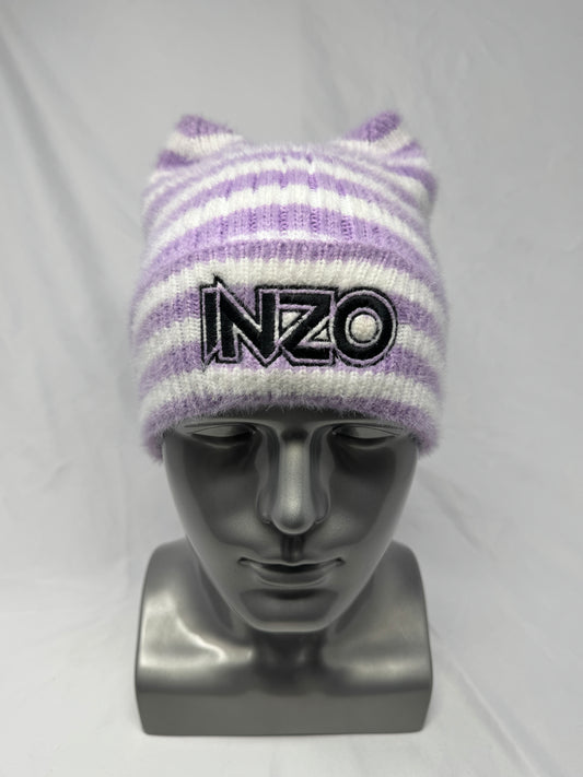 Lavender and White Cat Ear beanie