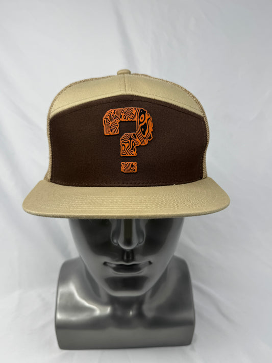 7-Panel Brown and Tan Trucker Hat