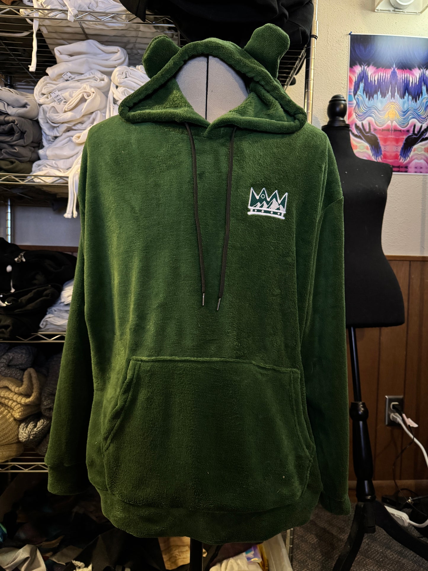 OMM 12/30/24 - Charles Hoodie W/ Ears - Forest Green