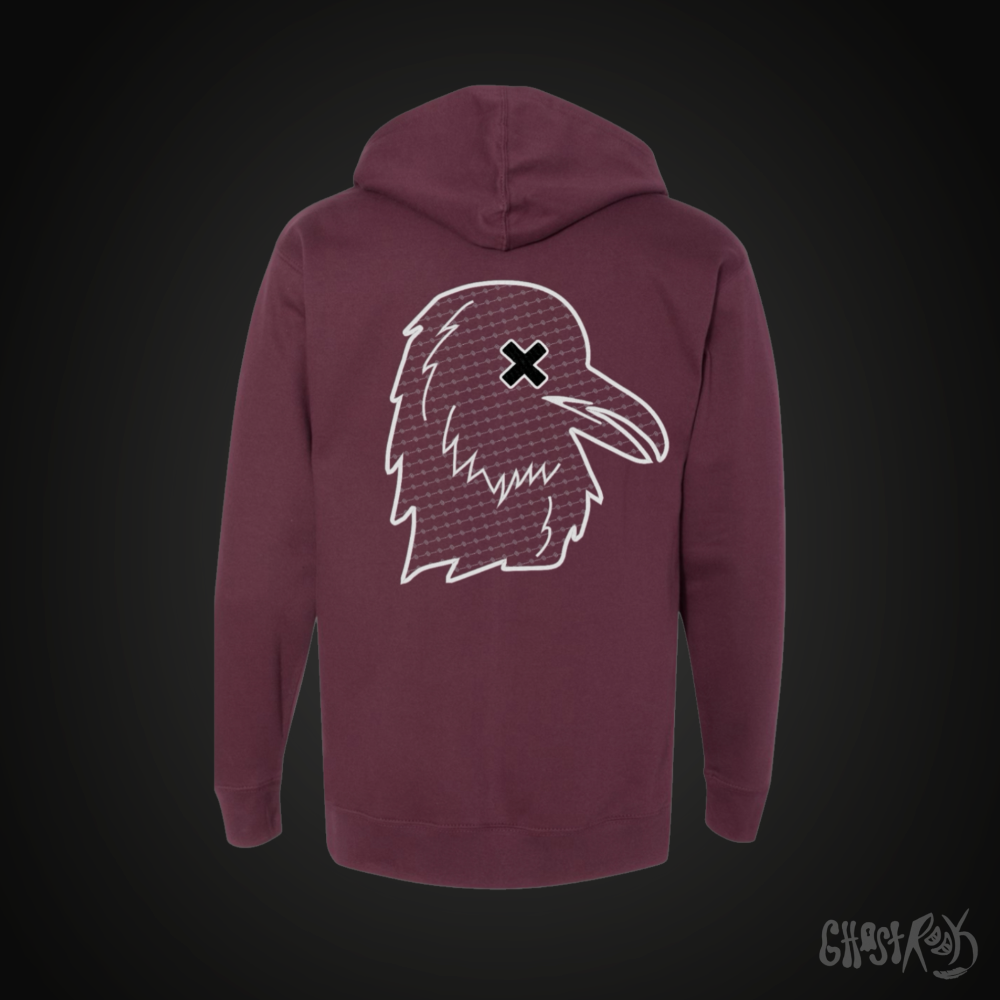 Hooded Rook Ghost Rook Embroidered Hoodie - Geometric Pattern – OpenMindedApparel