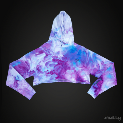 shwiLLy Ice Dyed Rose Drop Crop Top Hoodie