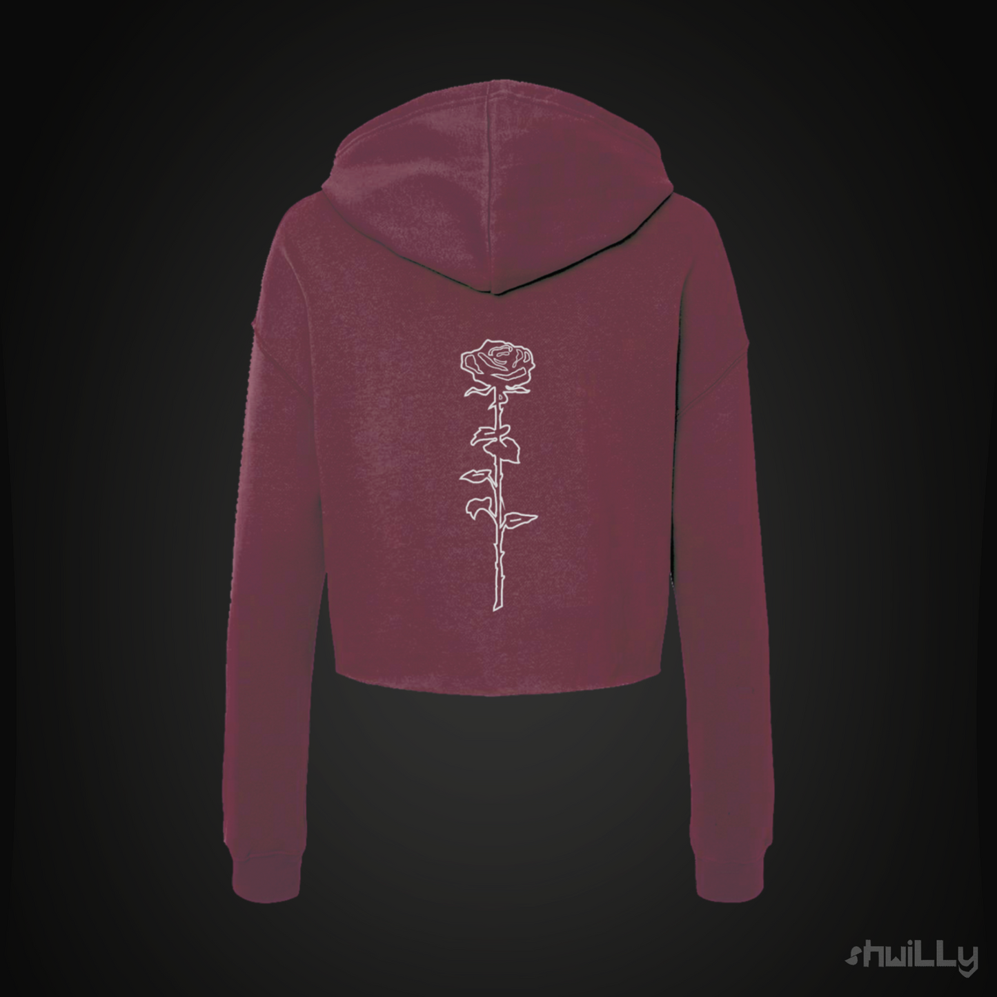 shwiLLy Low Key Rose Drip Crop Top Hoodie