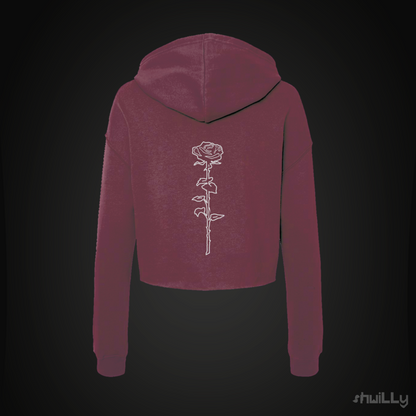 shwiLLy Low Key Rose Drip Crop Top Hoodie