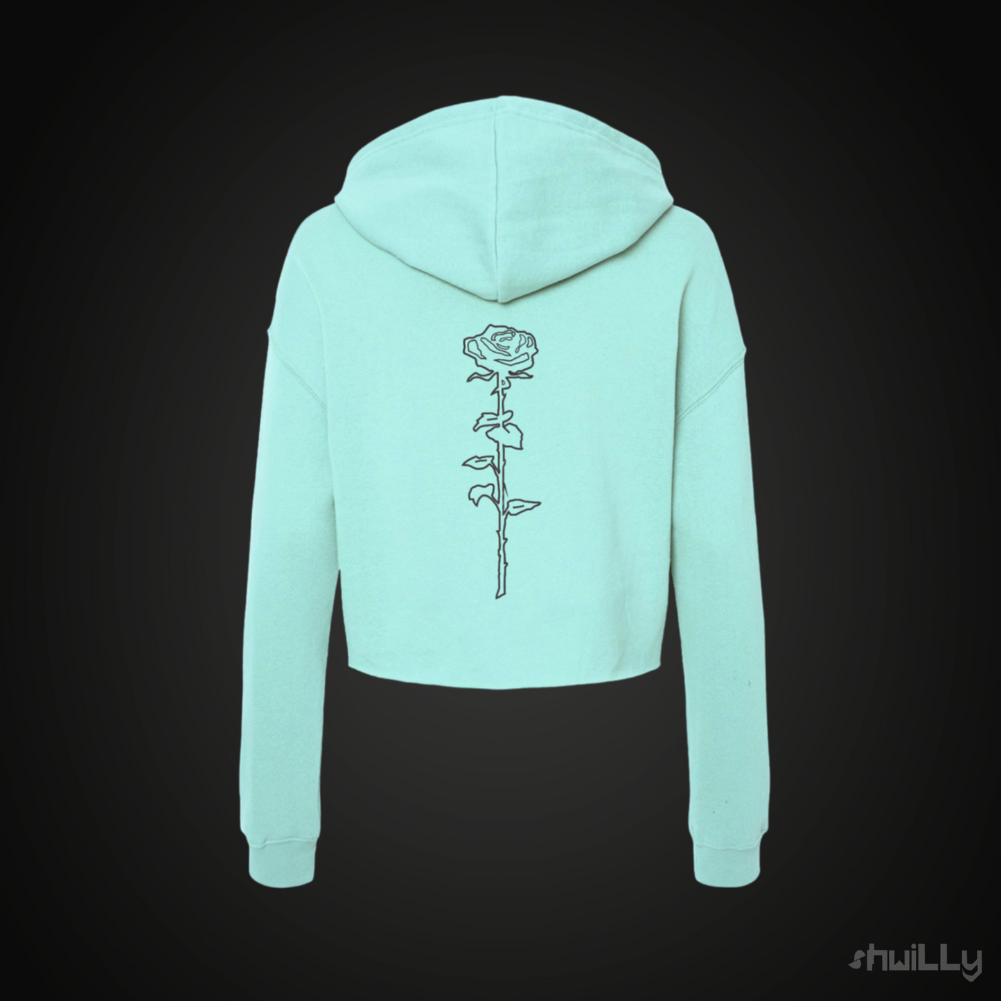 shwiLLy Low Key Rose Drip Crop Top Hoodie